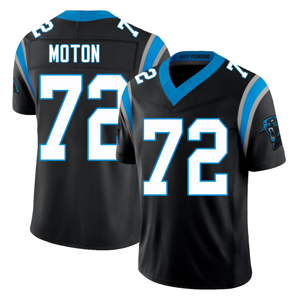 Carolina #72 Moton Player Football V Neck Short Sleeve Black Jersey Taylor For Men Youth Women Gift