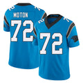 Carolina #72 Moton Football V Neck Short Sleeve Blue Jersey Taylor For Men Youth Women Gift
