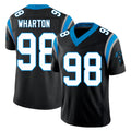 Carolina #98 Wharton Player Football V Neck Short Sleeve Black Jersey Tershawn For Men Youth Women Gift