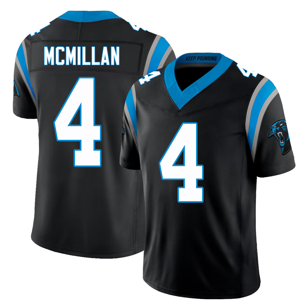 Carolina #4 McMillan Player Football V Neck Short Sleeve Black Jersey Tetairoa For Men Youth Women Gift