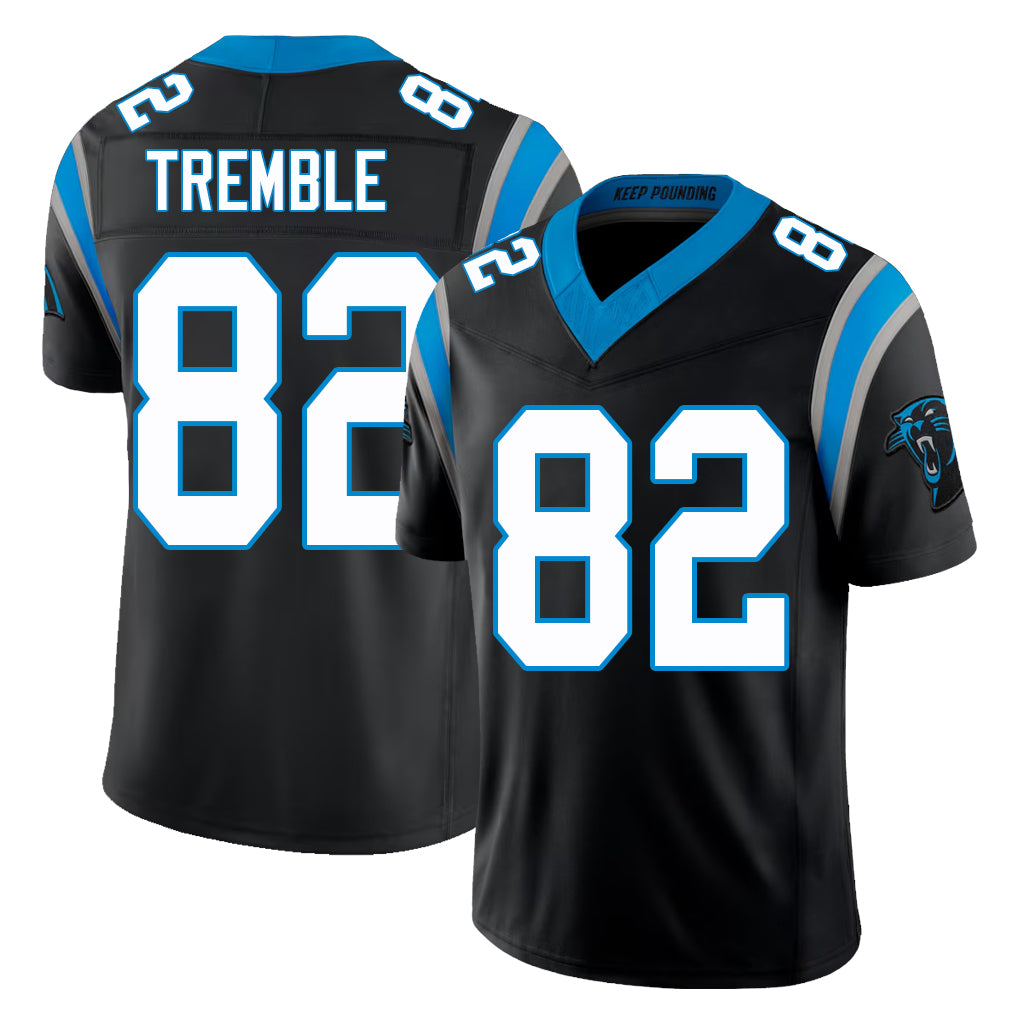 Carolina #82 Tremble Player Football V Neck Short Sleeve Black Jersey Tommy For Men Youth Women Gift
