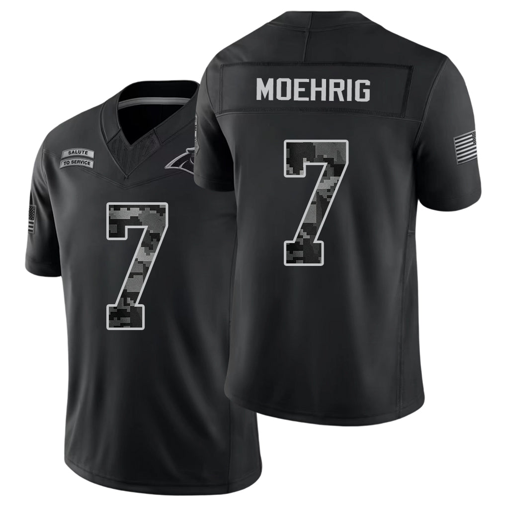 Carolina #7 Moehrig Player Football V Neck Short Sleeve Black Jersey Tre'von For Men Youth Women Gift
