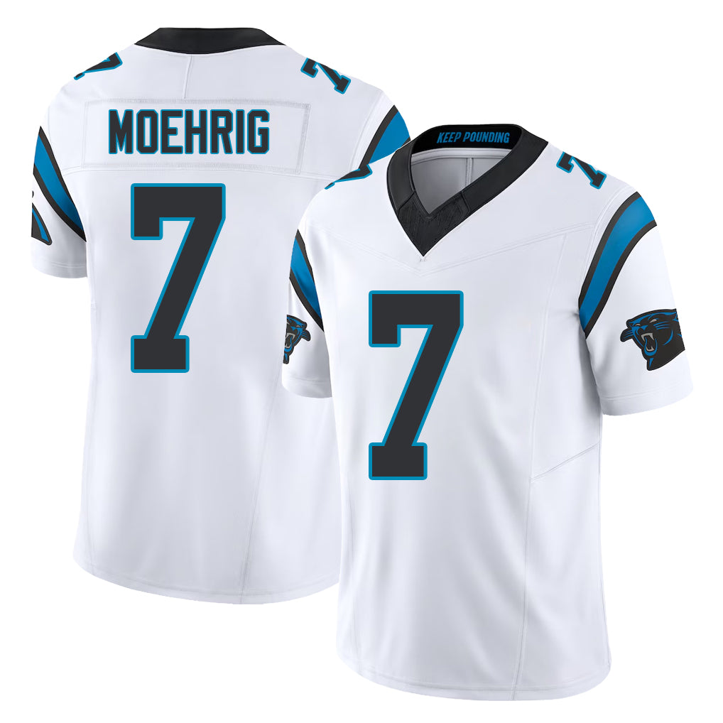 Carolina #7 Moehrig Player Football V Neck Short Sleeve White Jersey Tre'vonFor Men Youth Women Gift