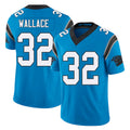Carolina #32 Wallace Player Football V Neck Short Sleeve Blue Jersey Trevin For Men Youth Women Gift