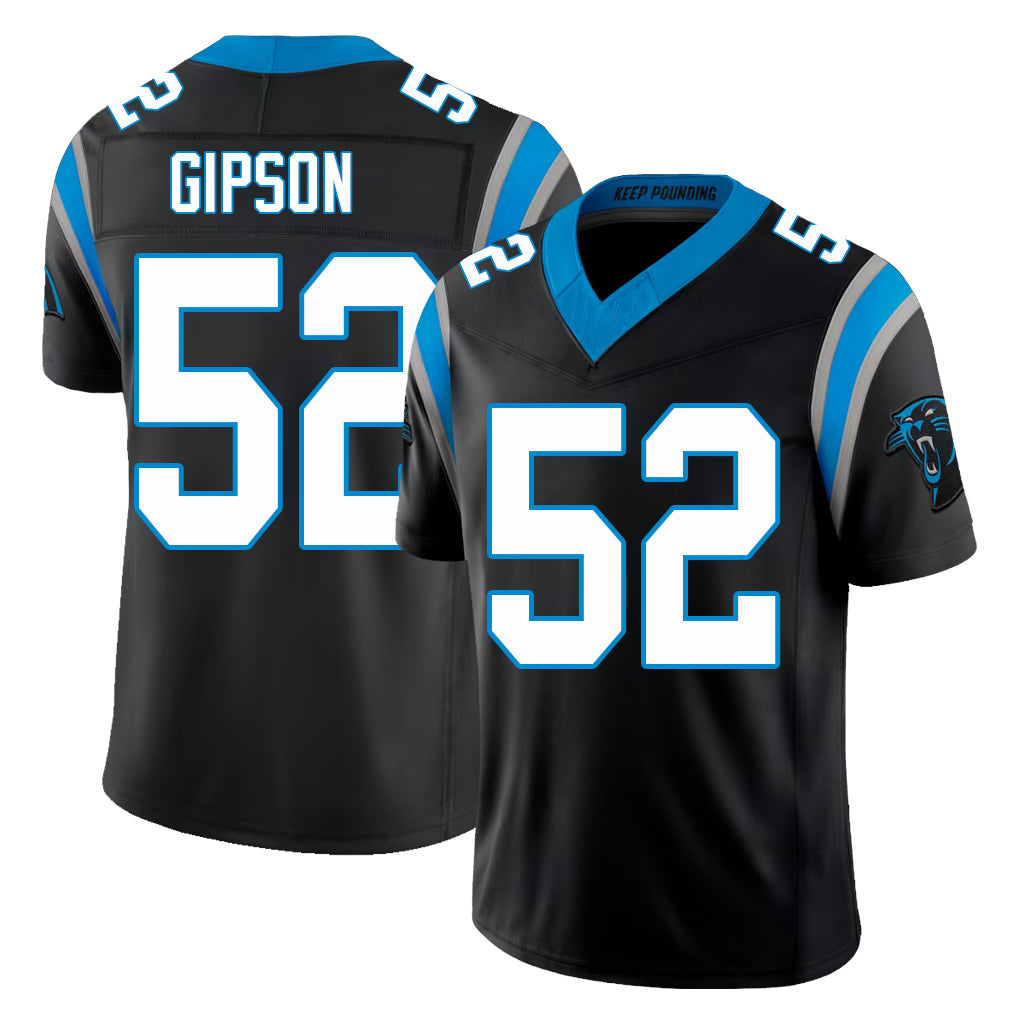 Carolina #52 Gipson Player Football V Neck Short Sleeve Black Jersey Trevis For Men Youth Women Gift