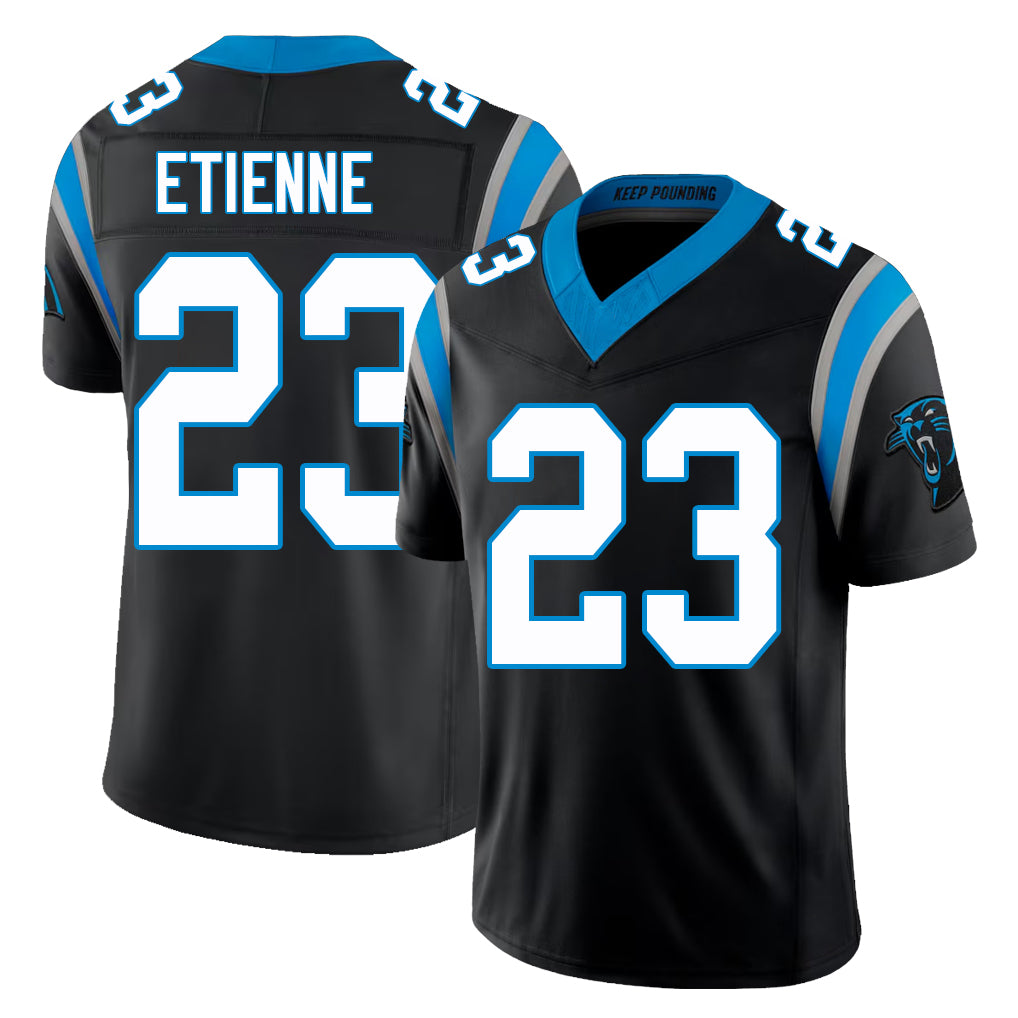 Carolina #23 Etienne Player Football V Neck Short Sleeve Black Jersey Trevor For Men Youth Women Gift