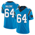 Carolina #64 Malone Football V Neck Short Sleeve Blue Jersey Tywone For Men Youth Women Gift