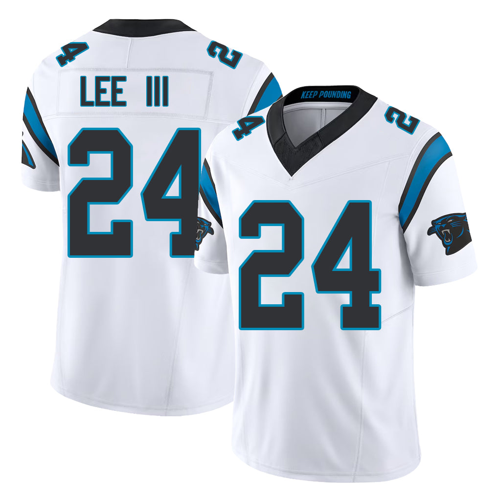 Carolina #24 Lee III Player Football V Neck Short Sleeve White Jersey Will For Men Youth Women Gift