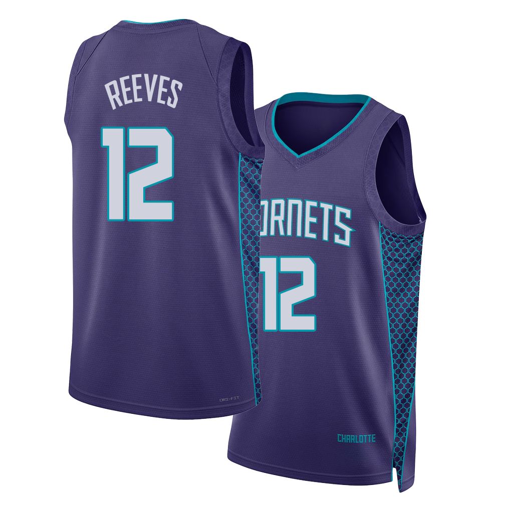Charlotte #12 Reeves Player Basketball Sleeveless Purple Jersey Antonio For Adult Youth