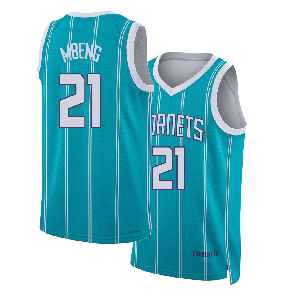 Charlotte #21 Mbeng Player Basketball Sleeveless Teal Jersey Bez For Adult Youth