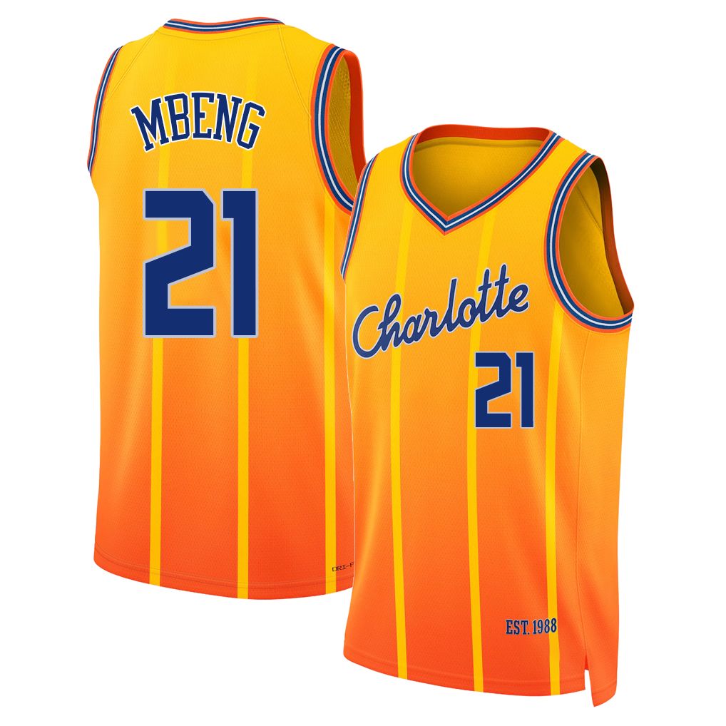 Charlotte #21 Mbeng Player Basketball Sleeveless Yellow Jersey Bez For Adult Youth