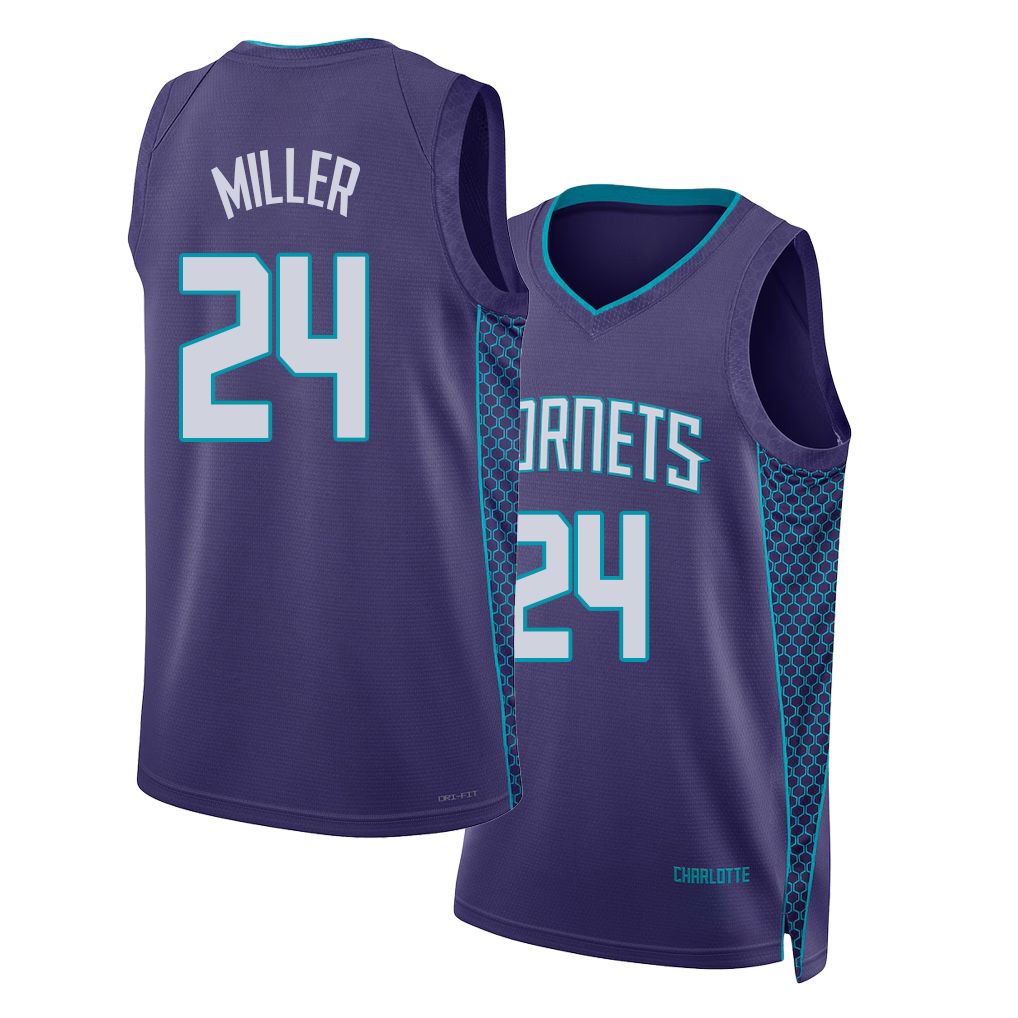 Charlotte #24 Miller Player Basketball Sleeveless Purple Jersey Brandon For Adult Youth