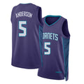 Charlotte #5 Anderson Player Basketball Sleeveless Purple Jersey Christian For Adult Youth