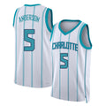 Charlotte #5 Anderson Player Basketball Sleeveless White Jersey Christian For Adult Youth
