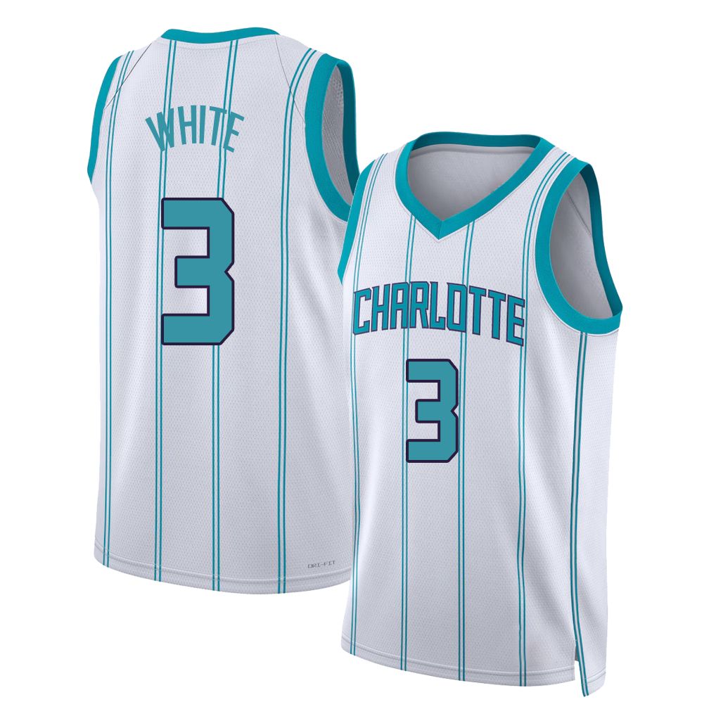 Charlotte #3 White Player Basketball Sleeveless White Jersey Coby For Adult Youth