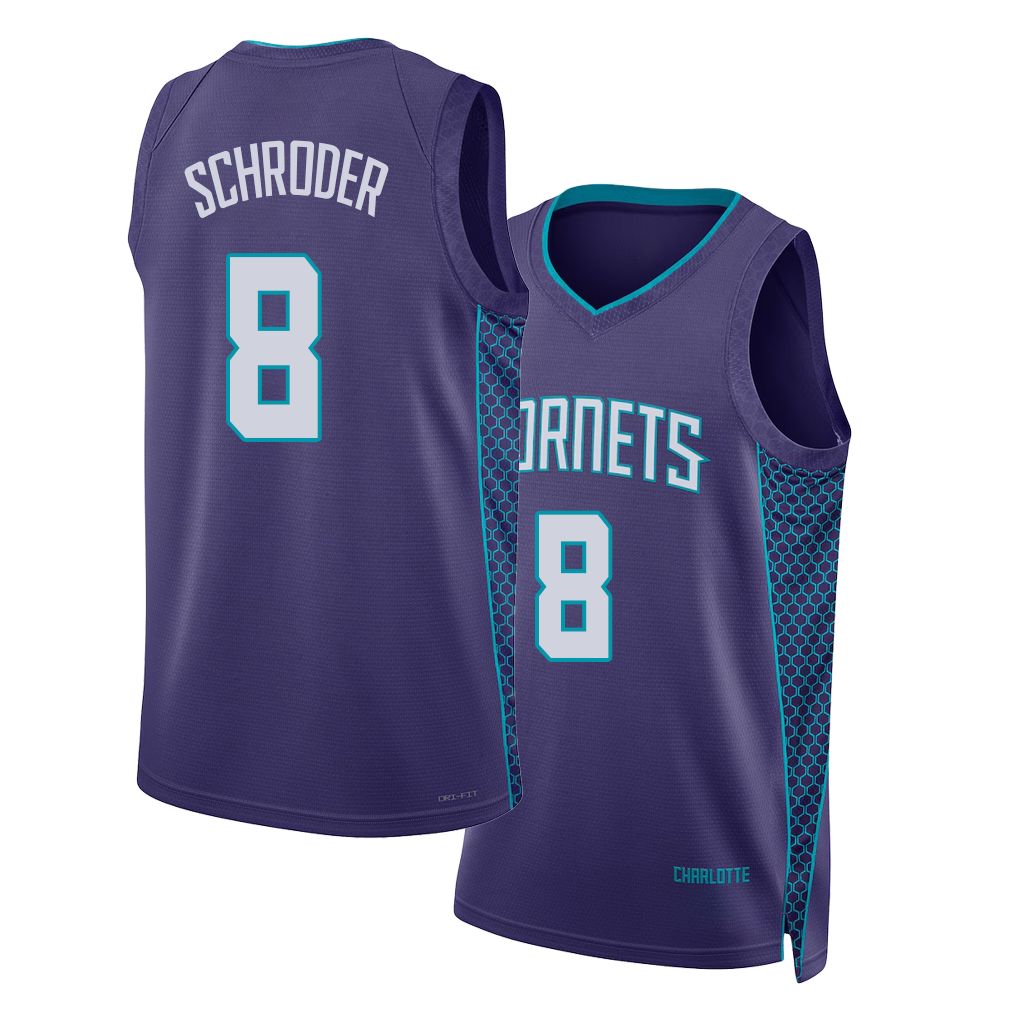Charlotte #8 Schroder Player Basketball Sleeveless Purple Jersey Dennis For Adult Youth