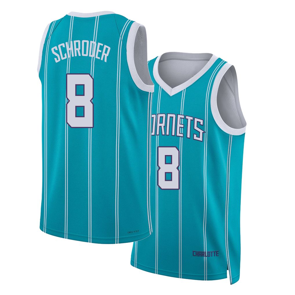 Charlotte #8 Schroder Player Basketball Sleeveless Teal Jersey Dennis For Adult Youth
