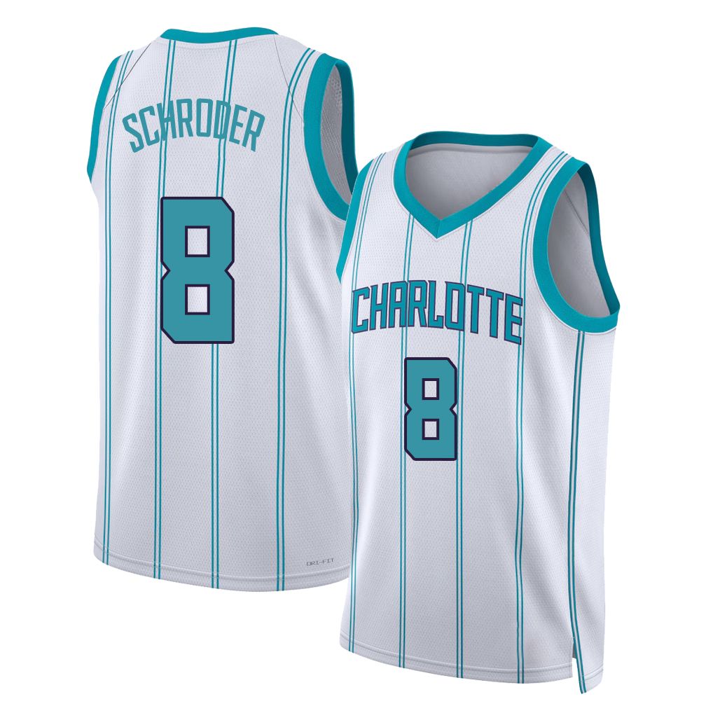 Charlotte #8 Schroder Player Basketball Sleeveless White Jersey Dennis For Adult Youth