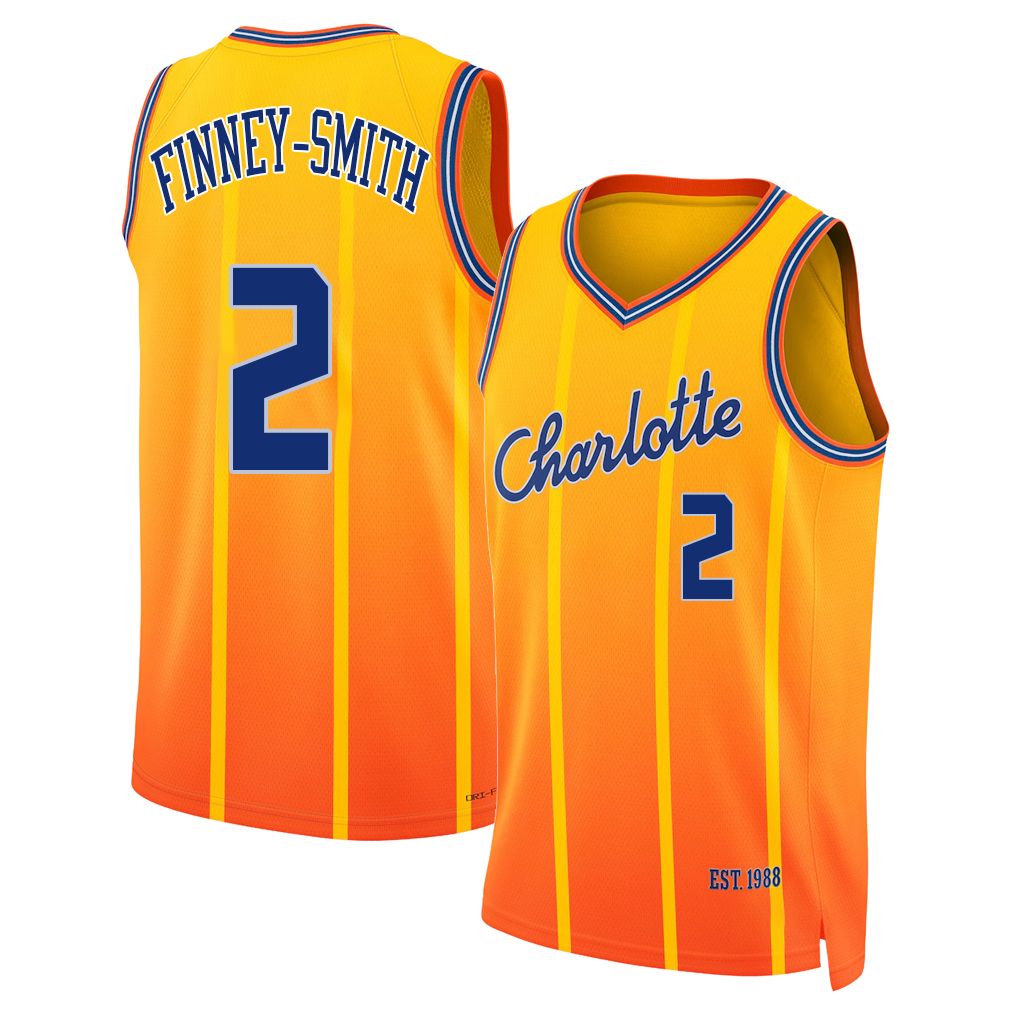Charlotte #2 Finney-Smith Player Basketball Sleeveless Yellow Jersey Dorian For Adult Youth