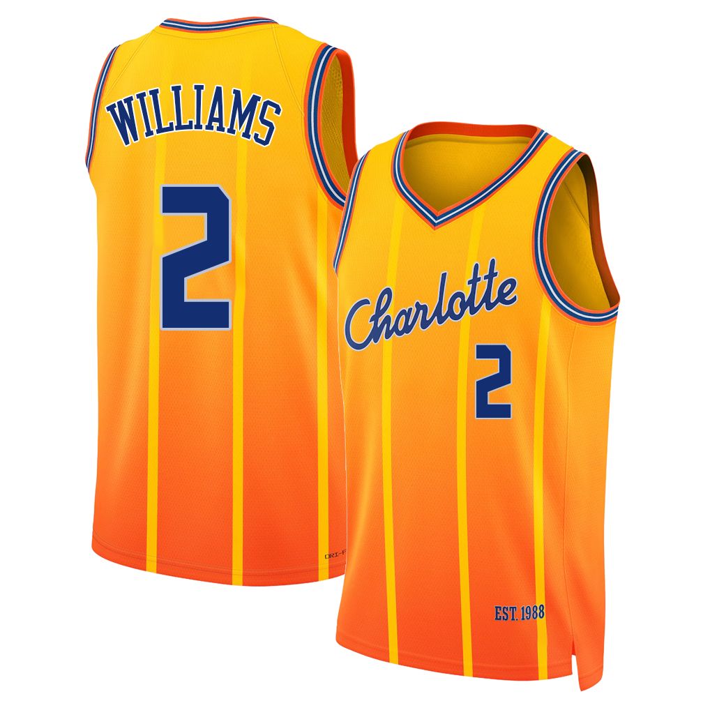 Charlotte #2 Williams Player Basketball Sleeveless Yellow Jersey Grant For Adult Youth