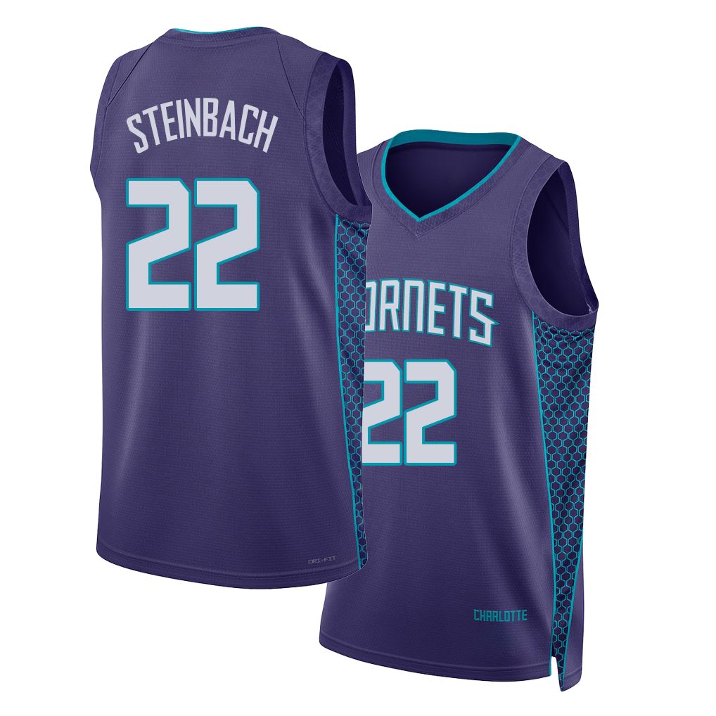 Charlotte #22 Steinbach Player Basketball Sleeveless Purple Jersey Hannes For Adult Youth