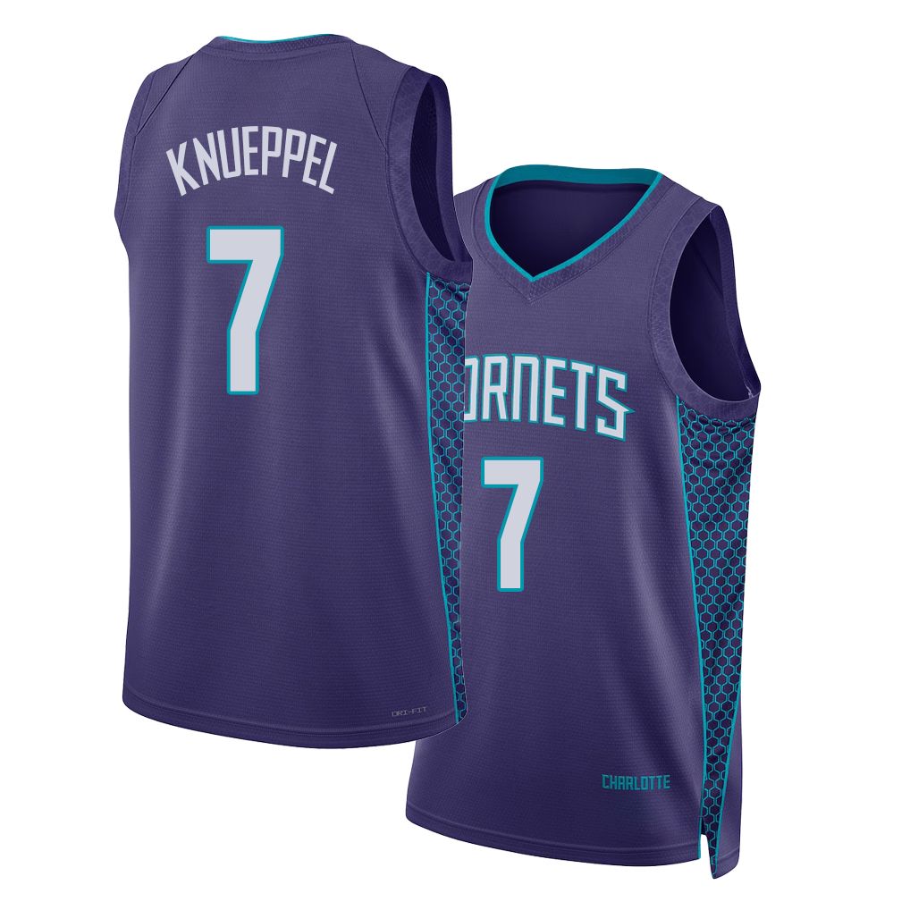 Charlotte #7 Knueppel Player Basketball Sleeveless Purple Jersey Kon For Adult Youth
