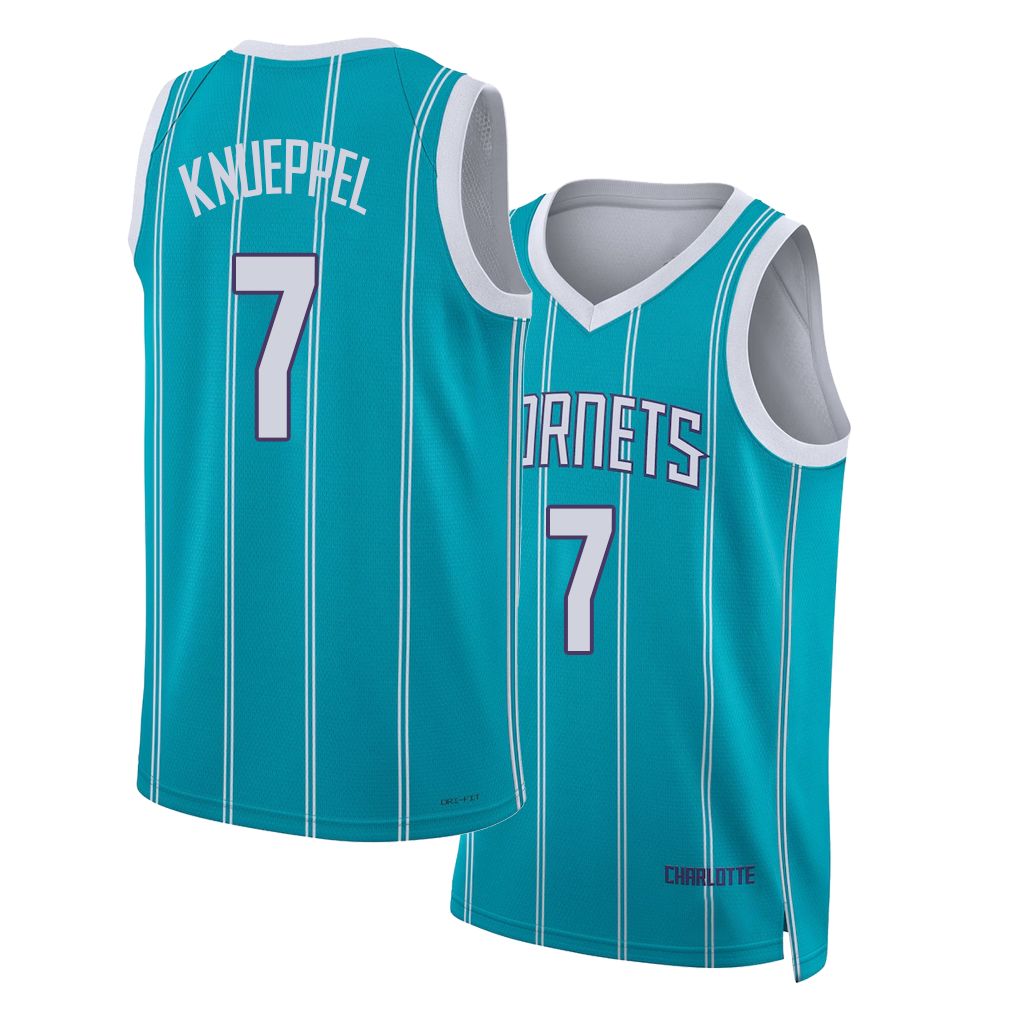 Charlotte #7 Knueppel Player Basketball Sleeveless Teal Jersey Kon For Adult Youth