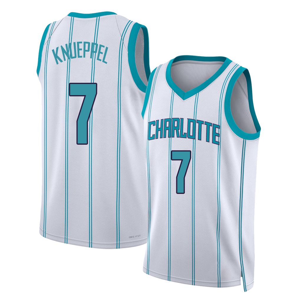 Charlotte #7 Knueppel Player Basketball Sleeveless White Jersey Kon For Adult Youth