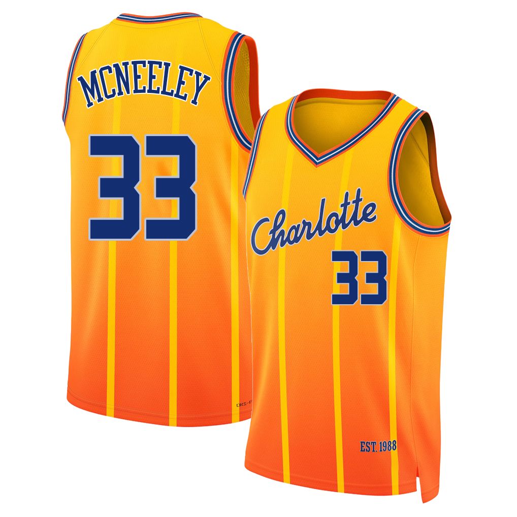 Charlotte #33 McNeeley Player Basketball Sleeveless Yellow Jersey Liam For Adult Youth