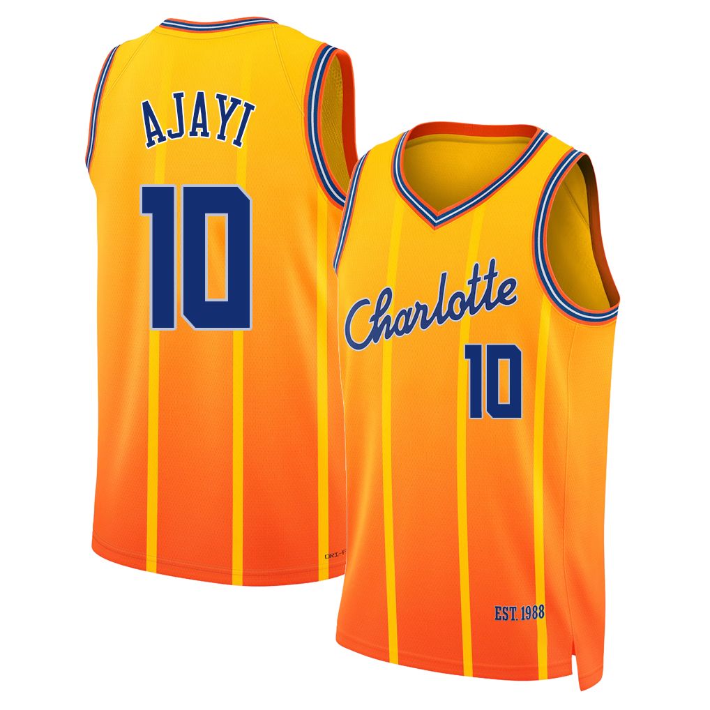 Charlotte #10 Ajayi Player Basketball Sleeveless Yellow Jersey Michael For Adult Youth