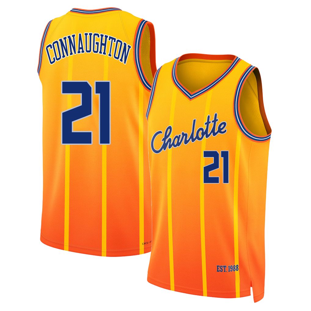 Charlotte #21 Connaughton Player Basketball Sleeveless Yellow Jersey Pat For Adult Youth