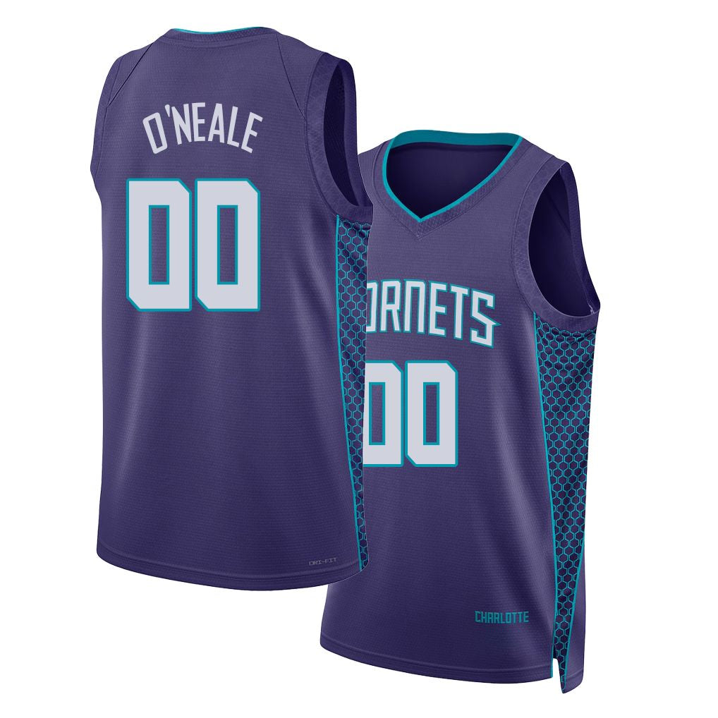 Charlotte #00 O'Neale Player Basketball Sleeveless Purple Jersey Royce For Adult Youth