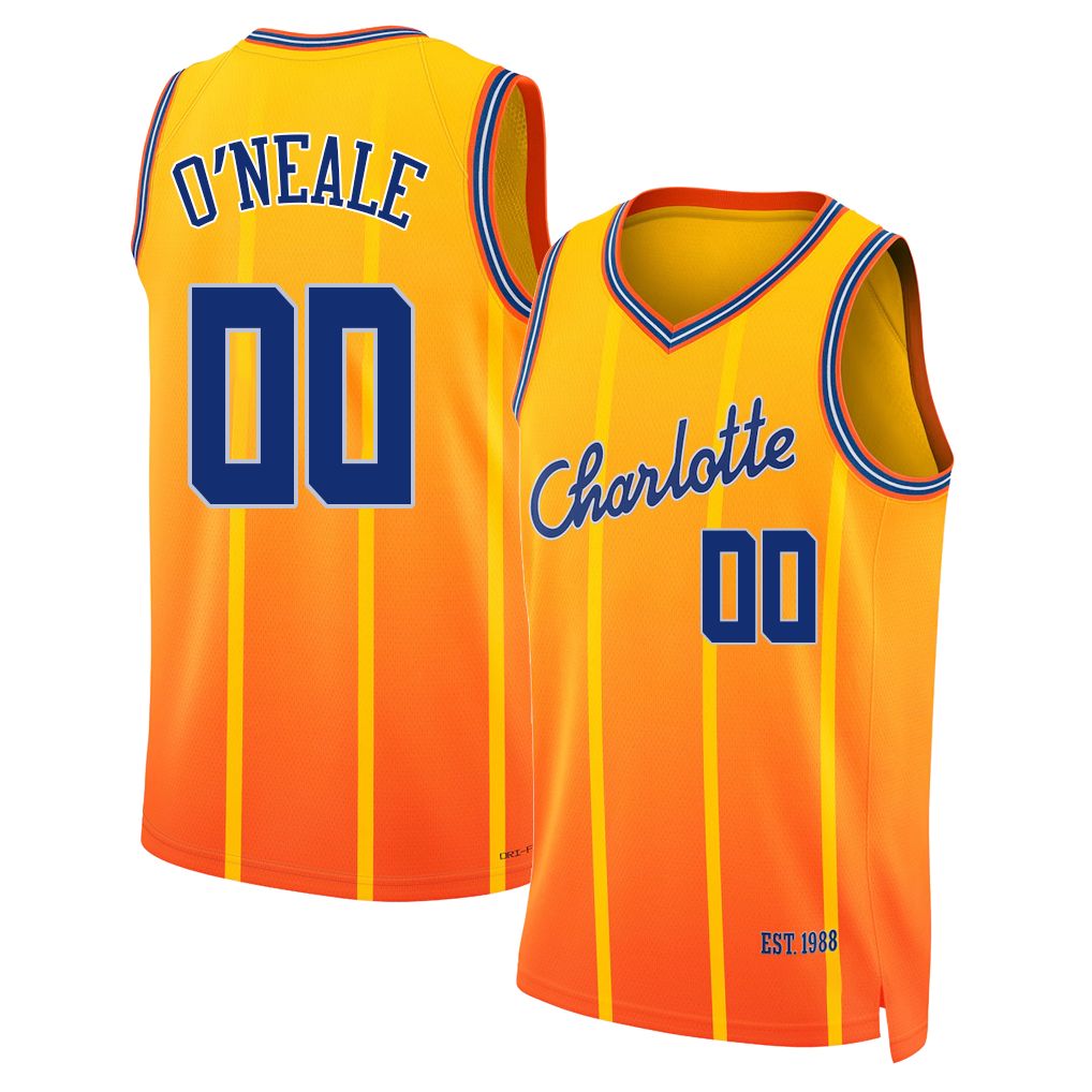 Charlotte #00 O'Neale Player Basketball Sleeveless Yellow Jersey Royce For Adult Youth
