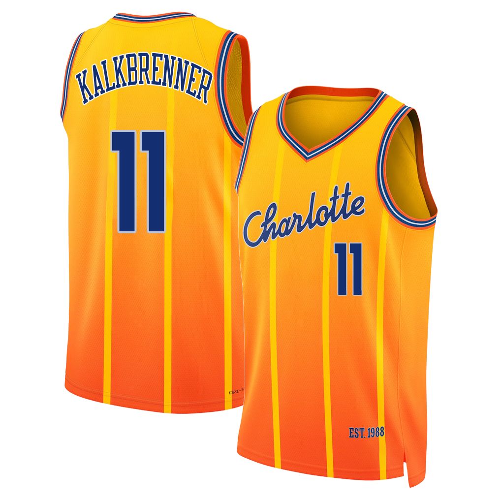 Charlotte #11 Kalkbrenner Player Basketball Sleeveless Yellow Jersey Ryan For Adult Youth