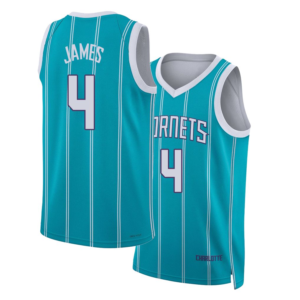 Charlotte #4 James Player Basketball Sleeveless Teal Jersey Sion For Adult Youth