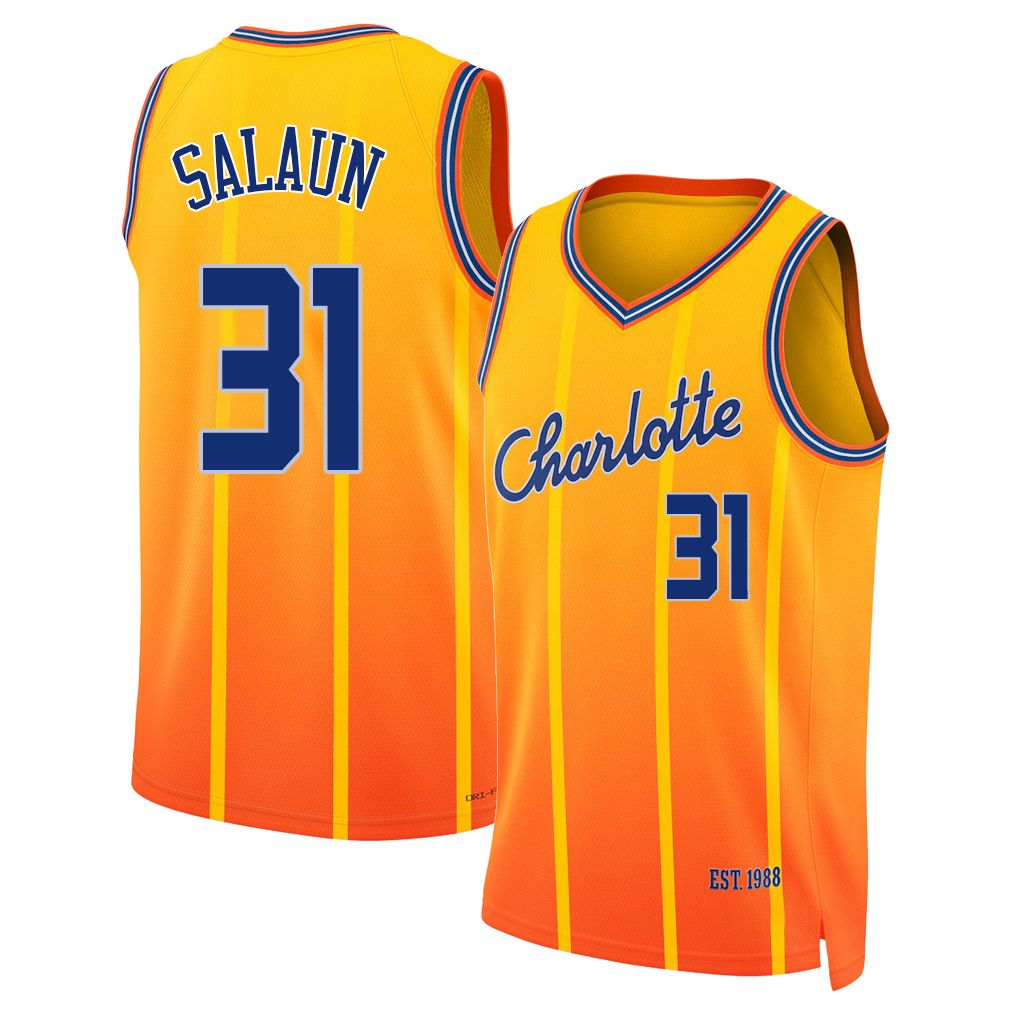 Charlotte #31 Salaun Player Basketball Sleeveless Yellow Jersey Tidjane For Adult Youth