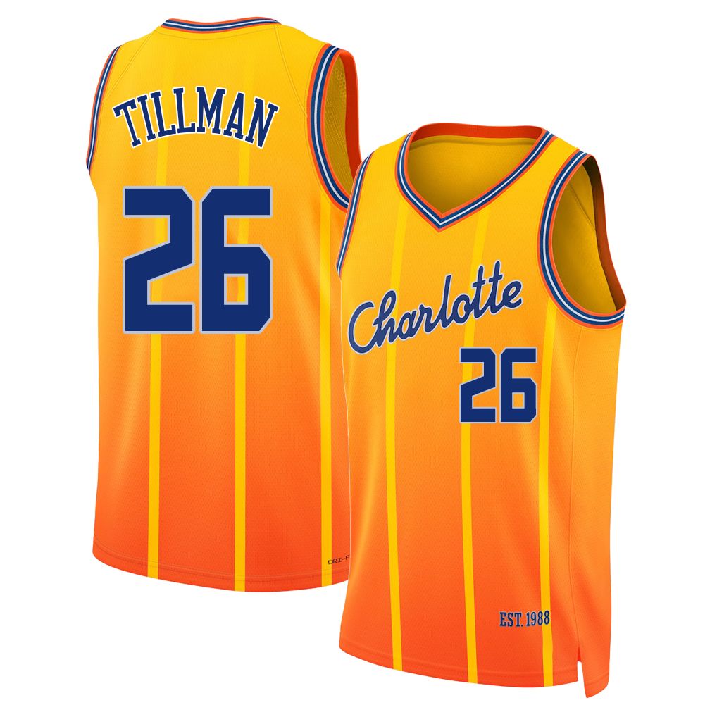 Charlotte #26 Tillman Player Basketball Sleeveless Yellow Jersey Xavier For Adult Youth