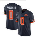 Chicago #0 Phillips III Football V Neck Short Sleeve Navy Jersey Clark For Men Youth Women Gift