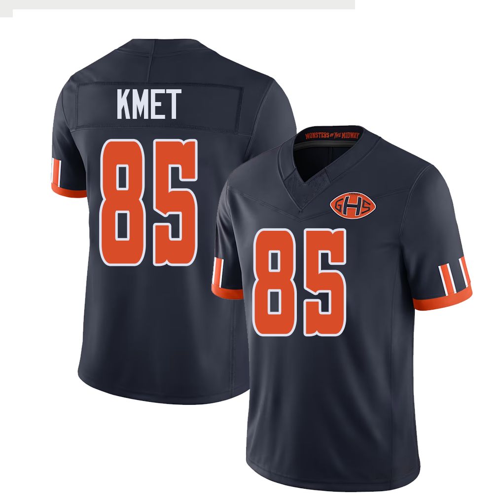 Chicago #85 Kmet Football V Neck Short Sleeve Navy Jersey Cole For Men Youth Women Gift