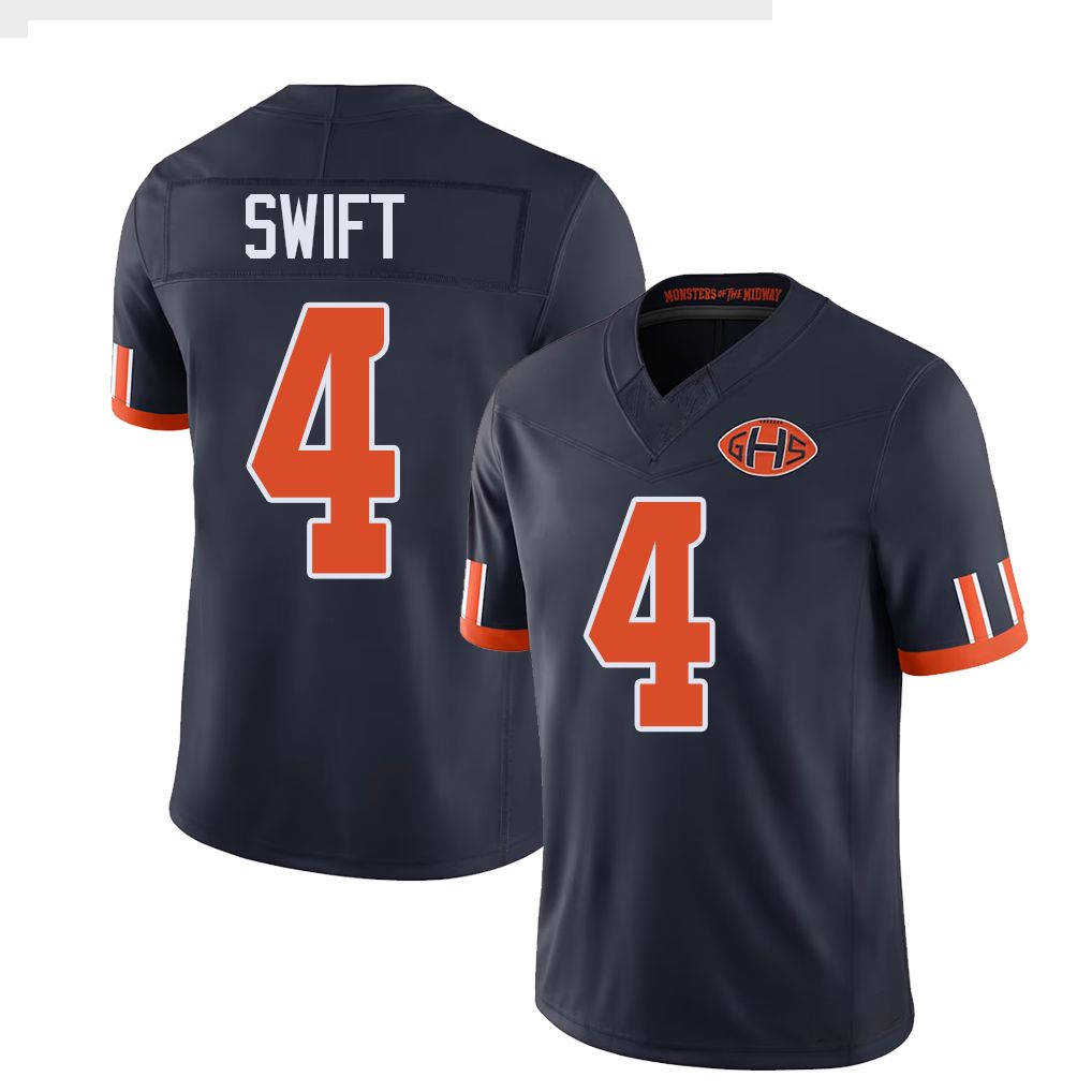 Chicago #4 Swift Football V Neck Short Sleeve Navy Jersey D'Andre For Men Youth Women Gift