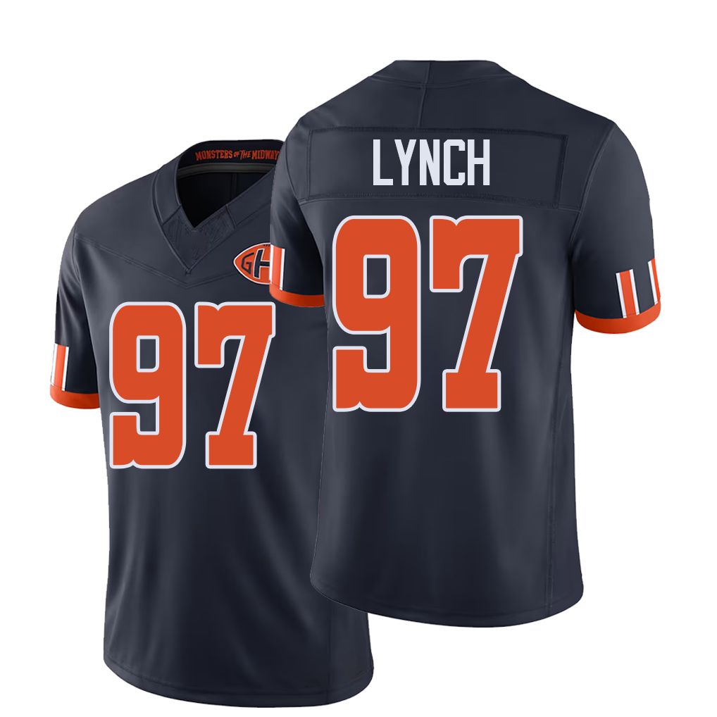 Chicago #97 Lynch Football V Neck Short Sleeve Navy Jersey James For Men Youth Women Gift