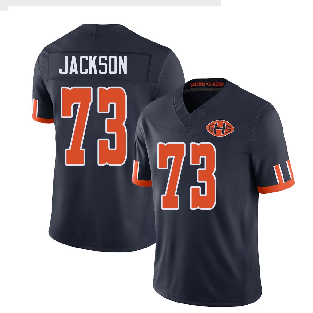 Chicago #73 Jackson Football V Neck Short Sleeve Navy Jersey Jonah For Men Youth Women Gift