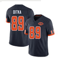 Chicago #89 Ditka Football V Neck Short Sleeve Navy Jersey Mike For Men Youth Women Gift