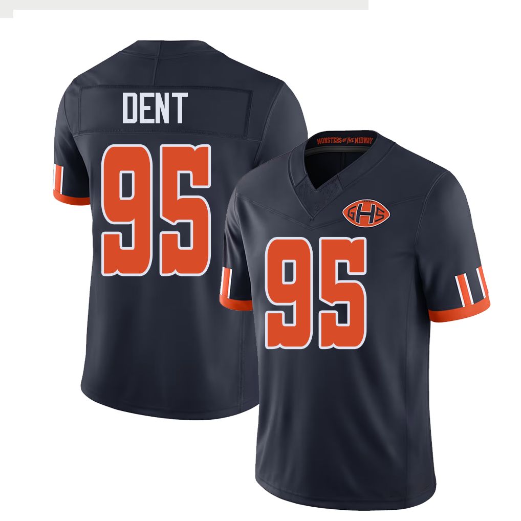 Chicago #95 Dent Football V Neck Short Sleeve Navy Jersey Richard For Men Youth Women Gift