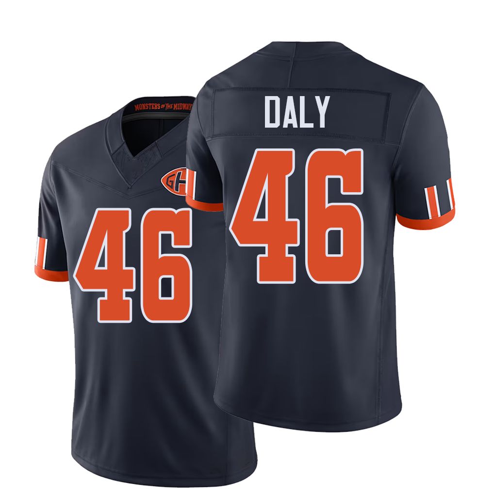 Chicago #46 Daly Football V Neck Short Sleeve Navy Jersey Scott For Men Youth Women Gift