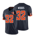 Chicago #32 Woods Football V Neck Short Sleeve Navy Jersey Xavier For Men Youth Women Gift