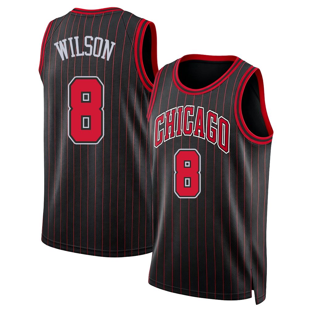 Chicago #8 Wilson Player Basketball Sleeveless Black Jersey Caleb For Adult Youth