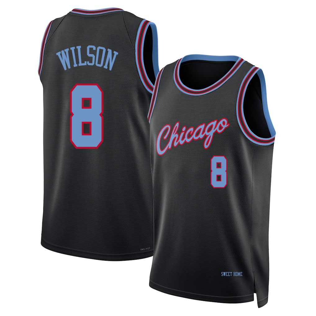 Chicago #8 Wilson Player Basketball Sleeveless Black Jersey Caleb For Adult Youth