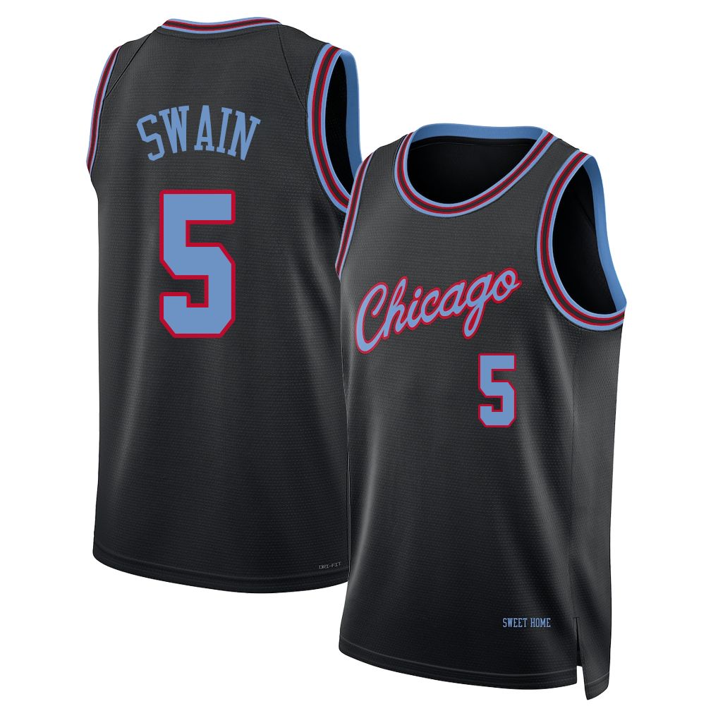 Chicago #5 Swain Player Basketball Sleeveless Black Jersey Dailyn For Adult Youth