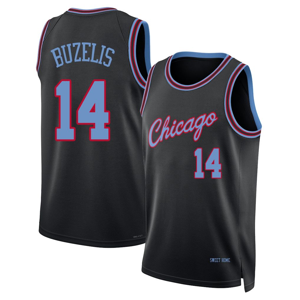 Chicago #14 Buzelis Player Basketball Sleeveless Black Jersey Matas For Adult Youth